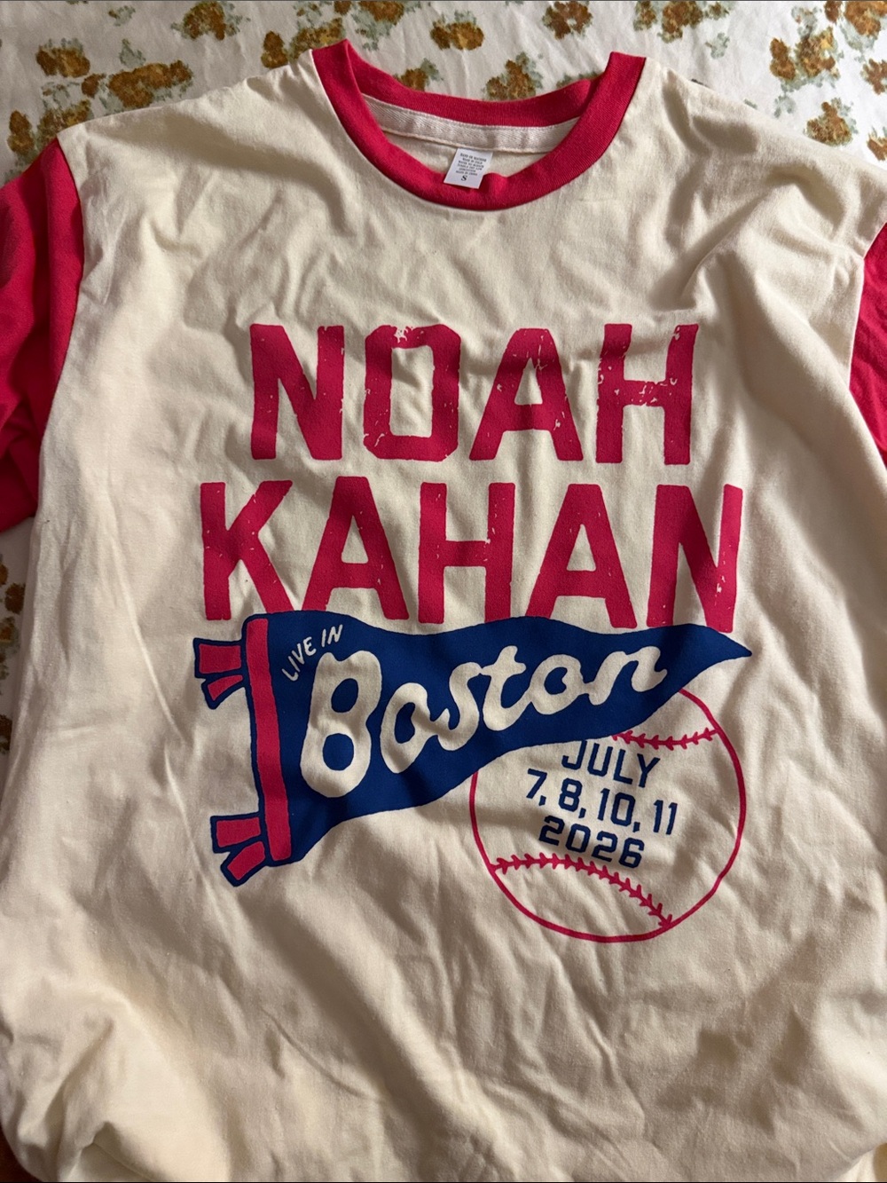 Noah Kahan 'Live in Boston' Fenway Ringer Tee - White & Red
